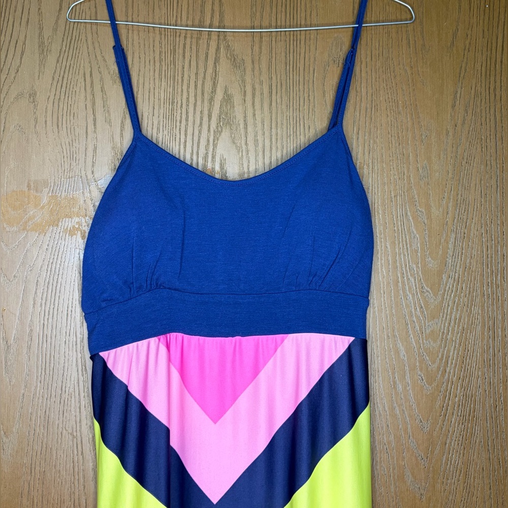 Colorful Stitch Between Chevron Pattern Maxi Dress